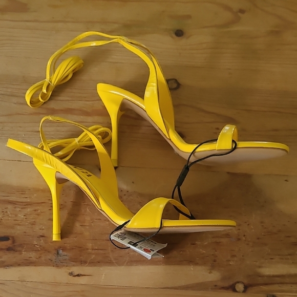 Zara Shoes - Zara Fresh Canary Yellow Strappy Sandal Lace Up Heels Size 37 - Bundle Discount